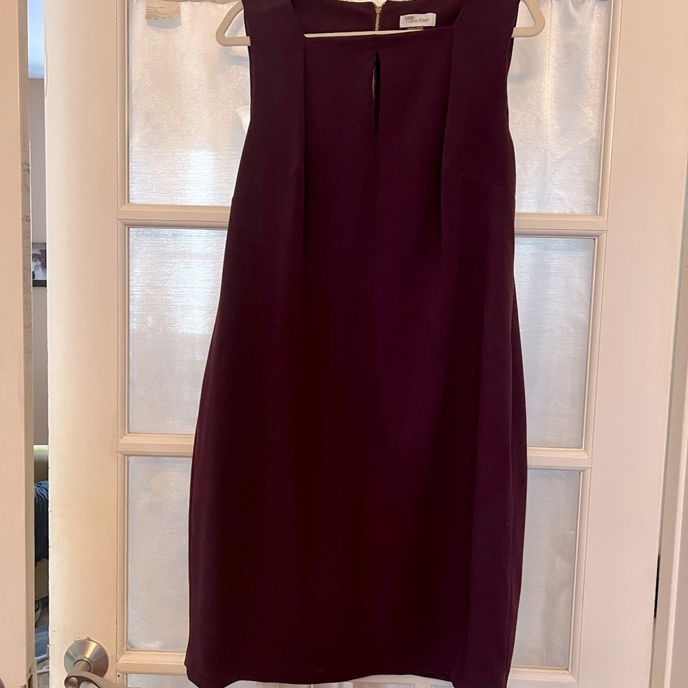 Calvin Klein plum sheath dress with square neck